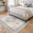 thumbnail image 3 of Janvonne Bohemian Grey-brown Area Rug, Washable Non-Slip Boho Carpet, Vintage Distressed Oriental Rug for Living Room Bedroom Nursery,4'x6', 3 of 8