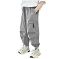 thumbnail image 2 of Bovxnpu Fall Winter Boys Girls Pants, Boys Cargo Jogger Pants Active Pants, Children's Solid Color Elastic Waistband Ankle Work Pants With Pockets Casual And Comfortable Pants For Adults, 2 of 5