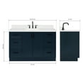 thumbnail image 3 of Ariel Kelly 54 Inch Single Rectangle Sink Bathroom Vanity With Carrara White Quartz Countertop 1.5 Inch Edge In Midnight Blue, 3 of 12