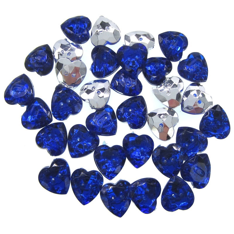 50pcs 1/2" Navy Heart Shape Button Acrylic Two Holes Sewing Button for Clothing Craft Scrapbooking 13mm