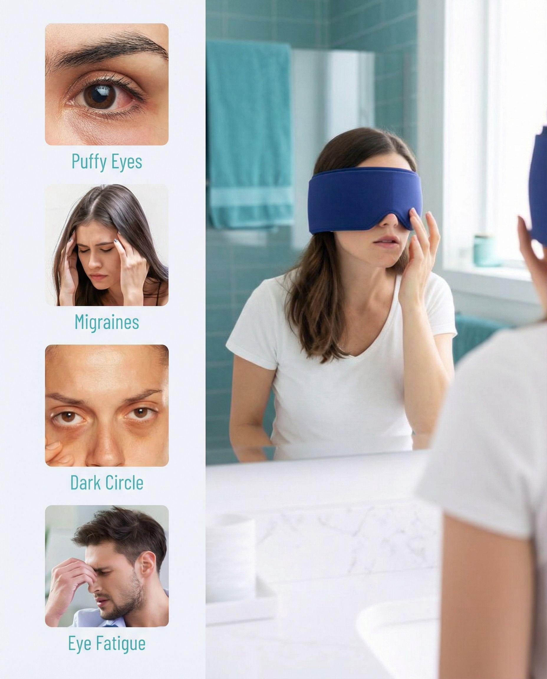 FACEMOON Comfort Cooling Eye Mask Large Size Soft Gel Design for Puffy Eyes Relief Flexible Reusable Sleep Aid Comfort Black