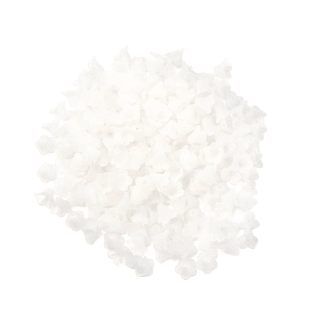 1 paquete de pétalos esmerilados acrílicos de 200 G, material de montaje para bricolaje, pétalos con forma de flor de trompeta, accesorios para el cabello hechos a mano DIY, blanco