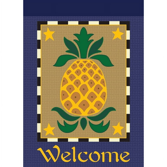 Magnolia Garden Flags M010012 13 x 18 in. Pinapple Welcome Burlap Garden Flag