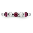 thumbnail image 4 of 14K White Gold Ring Band Wedding Diamond Round Ruby Red, Size 7, 4 of 7