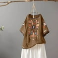 thumbnail image 5 of Aloohaidyvio 2024 Mexican Shirts Peasant Blouses Cotton Embroidered 3/4 Sleeve Bohemian Tops Boho Clothes for Women Summer Fiesta, 5 of 5