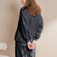 thumbnail image 3 of Defitshape Women's Plush Pajama Set Winter Warm Soft 2 Piece Long Sleeve Shirt Pants Fuzzy Fleece Pjs Cute Fluffy Loungewear Solid Cozy Oversized Baggy Pullover Lounge Set Pockets Dark Grey X-Large, 3 of 4
