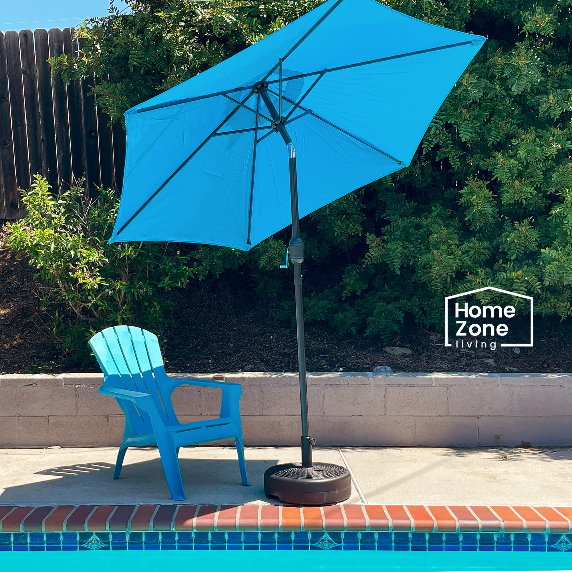 Home Zone Living 17L (40lbs) Circular Central Pole Umbrella Base with Thin Rattan Design w/Steel Umbrella Holder