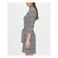 thumbnail image 3 of TOMMY HILFIGER Womens Navy Printed 3/4 Sleeve Collared Short A-Line Dress 4, 3 of 4