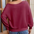 thumbnail image 6 of Clearance under 10!Sevevn Women's Oversized Sweatshirts Long Sleeve Off The Shoulder Collar Pullover Tops Early Access Deals Wine XL, 6 of 9
