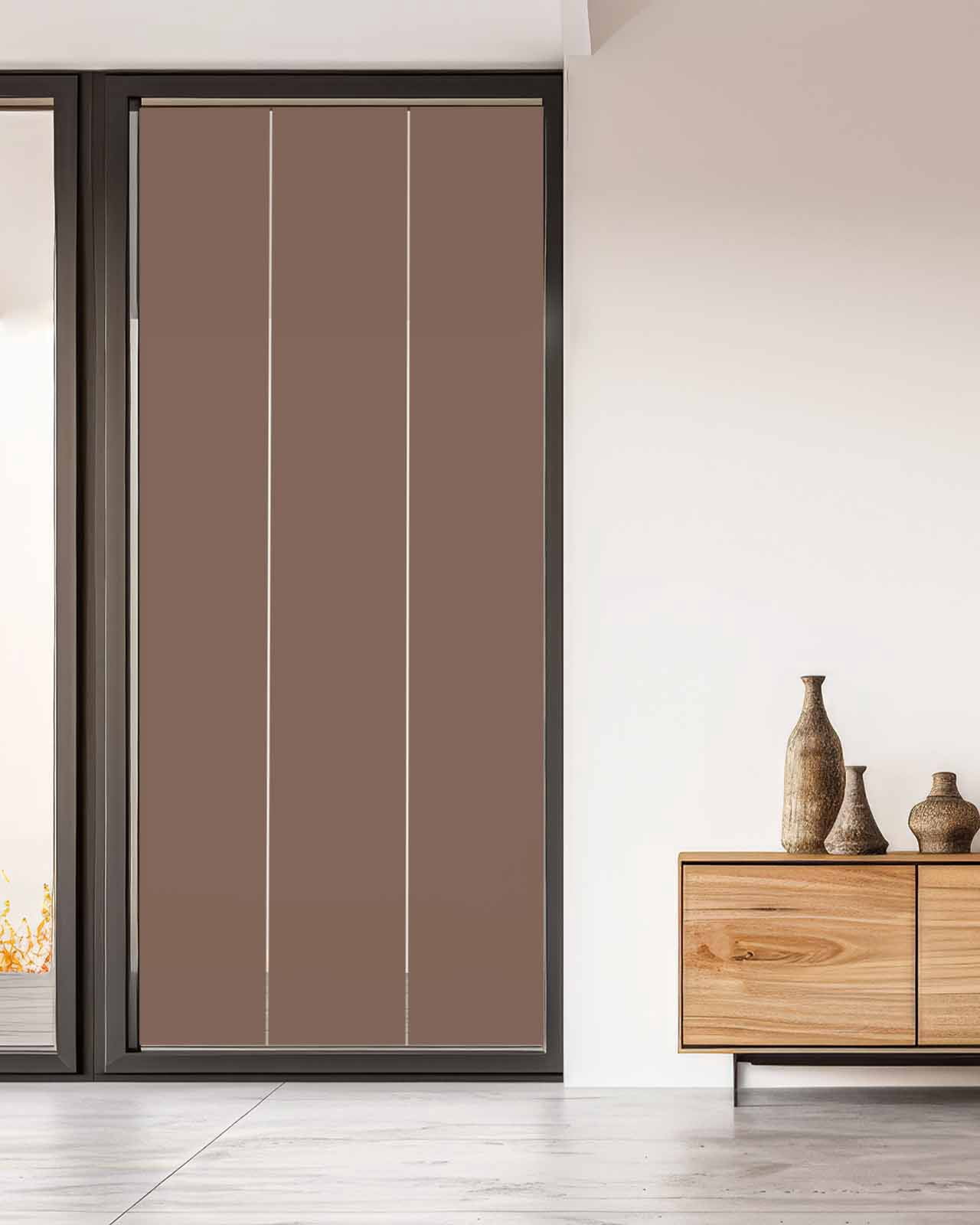 Window Privacy Film, Brown UV Sun Blocking Window Tint Film Heat Control One Way Blackout Window Film, Pure Brown Solid Color Simple Minimalism Art Non Adhesive Static Cling Sticker 35.4x78.7 In