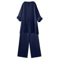 thumbnail image 6 of Jinhomg Womens Plus Size Summer Outfits Casual Loose 3/4 Sleeve Button V-Neck Tunic Blouses with Pants 2 Piece Lightweight Lounge Sets Vacation Beachwear Navy XXXL, 6 of 10