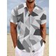thumbnail image 5 of Camisa de playa con estampado geométrico hawaiano para hombre, estampado gráfico hawaiano degradado, ropa informal de manga corta para la calle, 5 of 5
