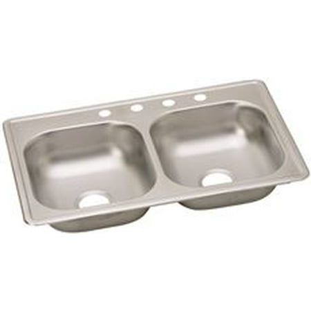 1 Hole Bar Sink - Elkay Kingsford Mobile Home Kitchen Sink, Stainless Steel, 4 Hole, 23 Gauge, 33 In. X 19 In. X 6 In.