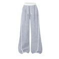 thumbnail image 4 of Sweat Pants for Girls Kids Girls Dress Pants with Button Straight Wide Leg High Elastic Waisted Slim Fit Fashion Slacks for Teens, 4 of 6
