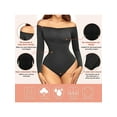 thumbnail image 4 of LELINTA Women's Off Shoulder Long Sleeve Bodysuit Tops Sexy Bodysuit Tummy Control Seamless Slimming Body Shaper Body Suits Jumpsuit Tops, Black, 4 of 6