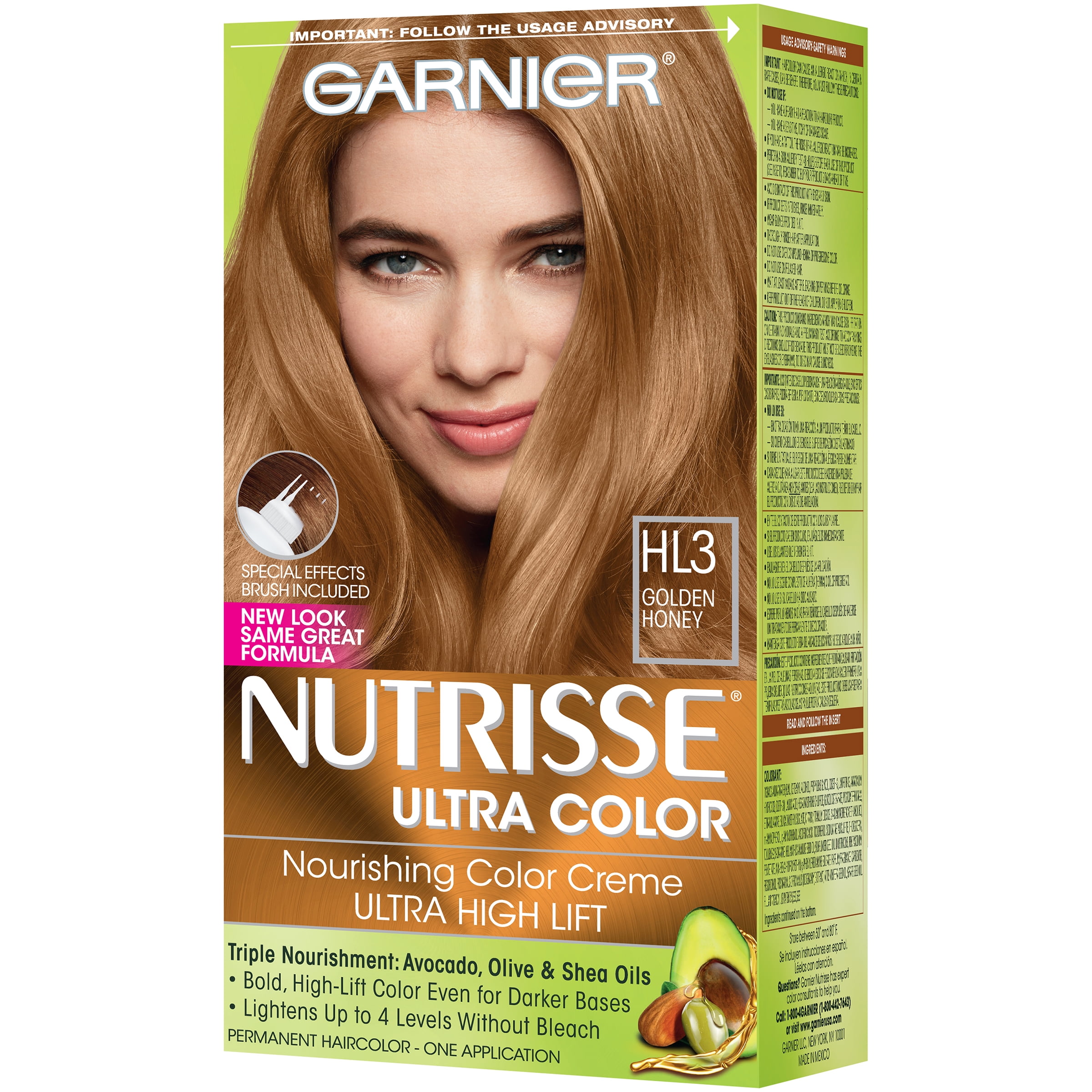 Garnier Nutrisse Ultra Color Nourishing Bold Permanent Hair Color Creme,  HL3 Golden Honey