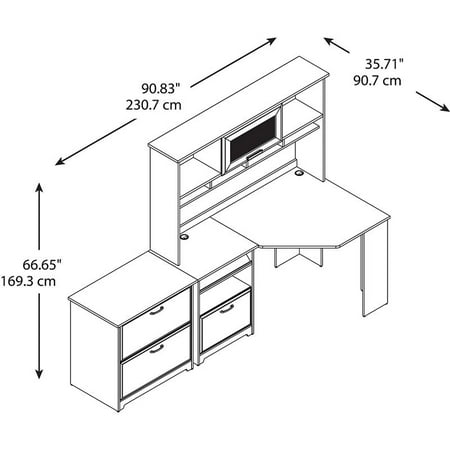 Cabot Corner Desk With Hutch And Lateral File Cabinet In Espresso Hutch And Lateral File Cabinet