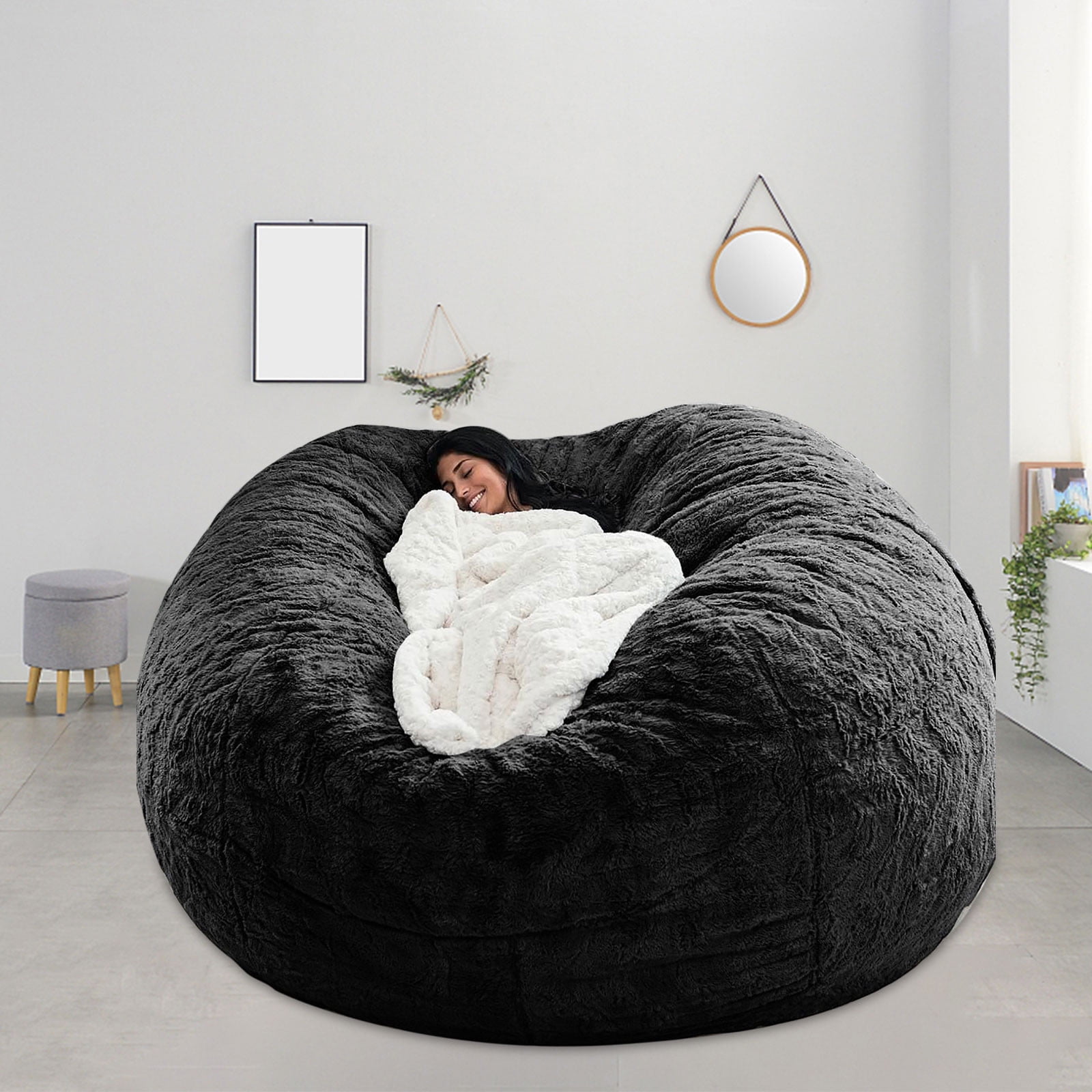 TUOBARR 1Pc Chair Cover Large Circular Softfluffy Comfortable Velvet Sofa Cover For Living Room Bedroom Office Home Decoration Onlycover No Filler 135Cmx65Cm