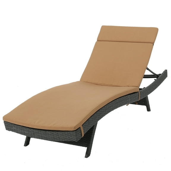 Brookside Outdoor Grey Wicker Adjustable Chaise Lounge with Caramel Cushion