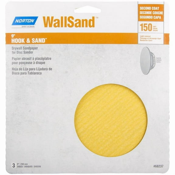 Norton WallSand 9 in. Aluminum Oxide Hook and Loop Drywall Sanding Disc 150 Grit Fine 3 pk