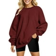 thumbnail image 1 of Gibobby Sudadera oversize mujer Sudadera con cuello redondo para mujer(Vino,M), 1 of 4