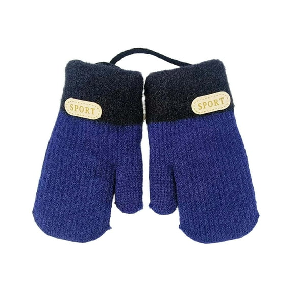 REDARER Kids Double Layer Mittens Thermal Knitted Gloves, Detachable Lanyard Hand Warmers for Boys Girls Winter,One Size