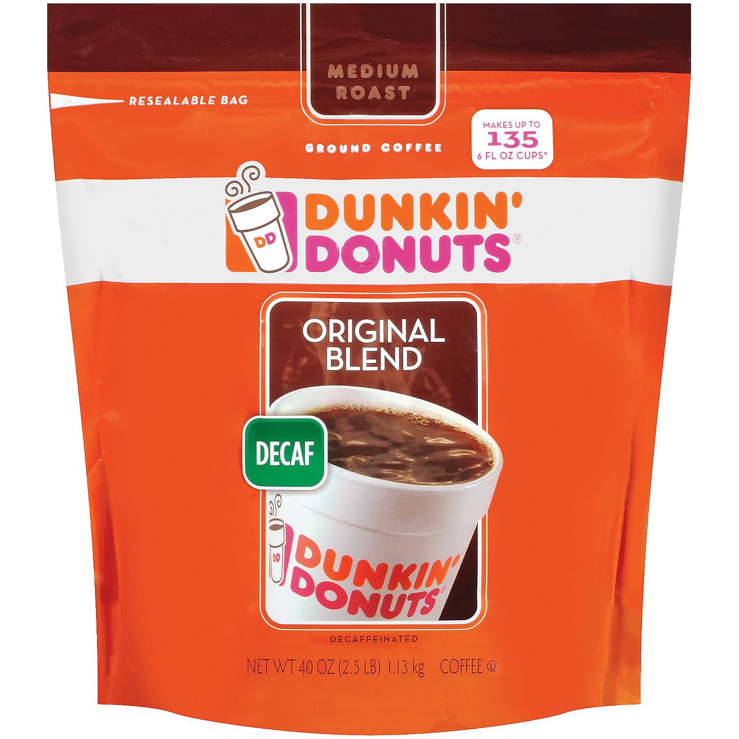Dunkin' Donuts Decaffeinated Coffee, Ground (40 oz