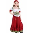 thumbnail image 5 of Otqutp 2-16 Years Children German Oktoberfest Clothes for Little/Big Girls Dirndl Dresses Traditional Bavarian Plaid MIdi Dress Carnival Festive Outfits(Red-4,14-16 Years), 5 of 9