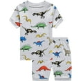 thumbnail image 3 of FEDPOP Toddler Boys Pajamas Dinosaur Cotton Kids Summer Sleepwear 2T, 3 of 8