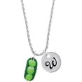 thumbnail image 1 of Delight Jewelry Fimo Clay Three Peas in a Pod Silvertone Script Initial Disc - W - Charm Necklace, 20"+3", 1 of 4