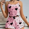 thumbnail image 4 of Conjunto de Pijama de 2 Piezas con Estampado Gráfico para Mujer, Top Corto y Pantalones Cortos de Verano, Conjuntos de Ropa de Dormir Acanalados. Rosa Negro L, 4 of 5
