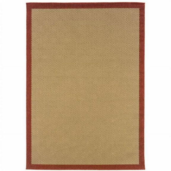 3 x 5 ft. Beige & Red Plain Indoor & Outdoor Area Rug