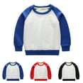 thumbnail image 2 of Zwiiyzr Baby Clothes Girl Boys Sweatshirt Color Block Long Sleeve Crewneck Pullover Sweater Tops Toddler Fall Clothes 2-10 Years Red, 2 of 7