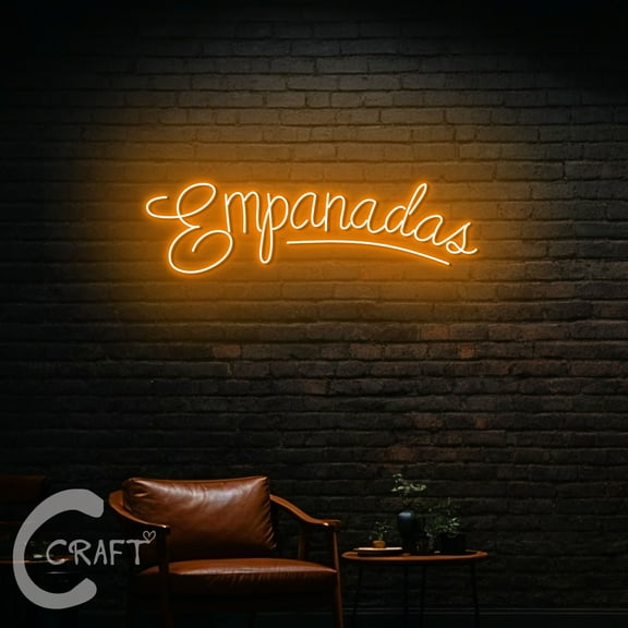 C-CRAFT Empanadas Neon Led Light Up 18 inch for Spanish Empanadas Shop Wall Decor