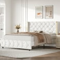thumbnail image 7 of 4 EVER WINNER Full Bed Frame, PU Leather Upholstered Platform Bed Frame with Diamond Tufted Headboard and Wingback, White, 7 of 7