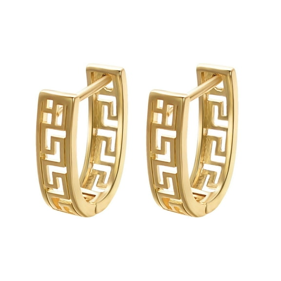 Yoursfs  Huggie Hoop Greek Earrings For Women Unique  Gold Plated Cutout U Shaped Earrings Jewelry Gifts