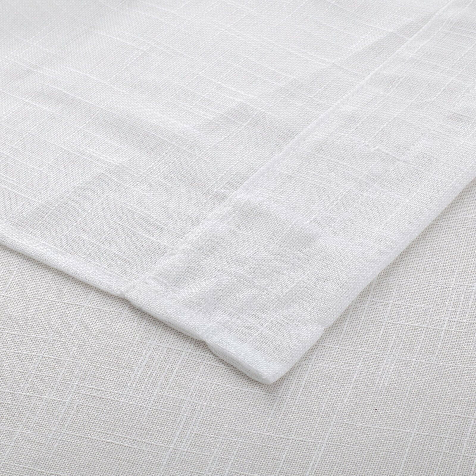3 Piece Rod Pocket Linen Semi Sheer Kitchen Window Curtain Tiers and Valance Set