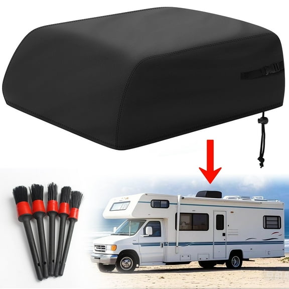 RV Air Conditioner Cover, 600D Oxford Fabric, for Dometic Brisk II & Coleman Mach Series, Waterproof, Tear and Fade Proof, Travel Trailer AC Cover with Free 5 Automotive Detail Brushes