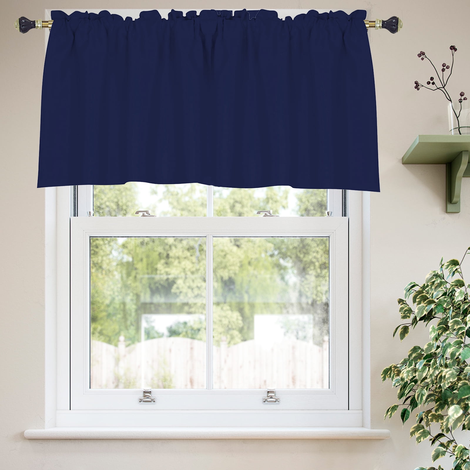 DONGPAI 2 Panels Blackout Kitchen Curtains, Rod Pocket 30 inch Short Curtains Cafe Curtains Bathroom Window Curtains, Navy Blue