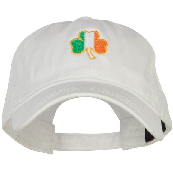 Ireland Shamrock Embroidered Washed Buckled Cap - White OSFM