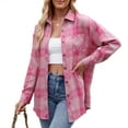 thumbnail image 2 of SHIBEVER Womens Blouse Long Sleeve Oversized Flannel Plaid Soft Button Down fashion Shirt Roll Up Plaid tops, 2 of 4