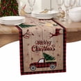 thumbnail image 3 of Christmas Table Runner Farm Truck Snowflake Holly Tree Table Runners Wood Grain Plaid Cotton Linen Dresser Scarf Kitchen Dining Table Decor for Christmas Holiday Party Decor 13x36 Inch, 3 of 9