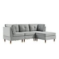 thumbnail image 4 of L-shaped Sectional Sofa with Chaise Lounge, Velvet Upholstered Couch with Nail Head Trim, Corner Sofa for Living Room, Apartment, Gray, 4 of 7