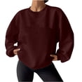 thumbnail image 1 of Pisexur Chandail en Molleton Femme Décontracté Ample Automne Chandails en Molleton pour Femmes Couleur Unie Col Rond Chandail en Molleton Manches Longues Chemises pour Femmes Mode Chandail en Molleton Texturé Uni Chandail Tops, 1 of 8