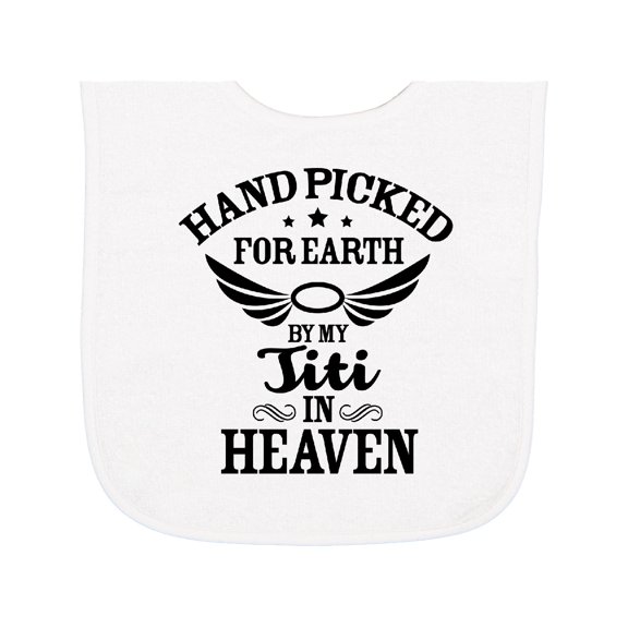 Inktastic Handpicked for Earth by My Titi in Heaven with Angel Wings Baby Terry Cloth Bib