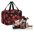 thumbnail image 6 of Travel Hanging Toiletry Bag with 4 Zipped Compartments Waterproof Makeup Accessories Spacious Cosmetic Bag Maple Leaves and Fireflies Medium, 6 of 9
