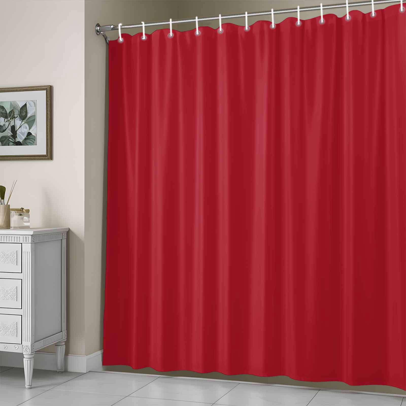 Red Shower Curtain, Solid Color Waterproof Shower Curtain Set with 12 Hooks Lightweight Bath Curtains Fabric Bathroom Decor 72x72 Inches