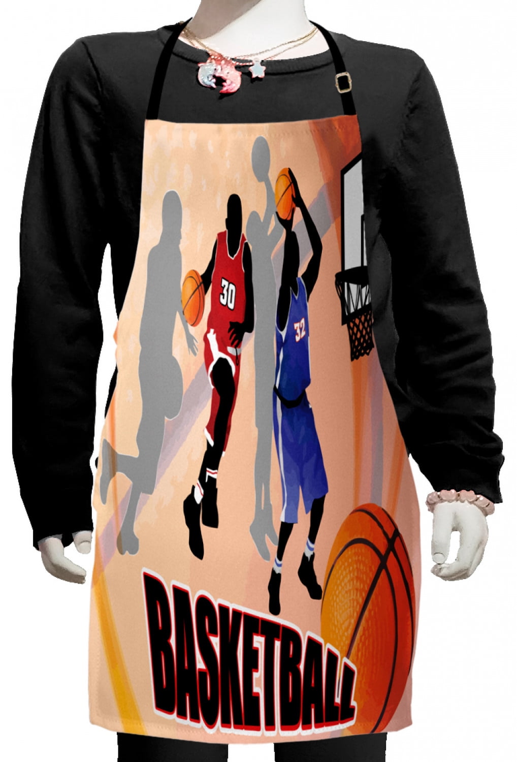 Basketball Kids Apron, Basketball Action Players on Abstract Background ...