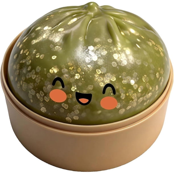 Giant Glitter Dumpling Squishy, Squishy Dumpling Fidget Toy, Bao Bun Squishy Squeeze Toy with Steamer for Stress Relief