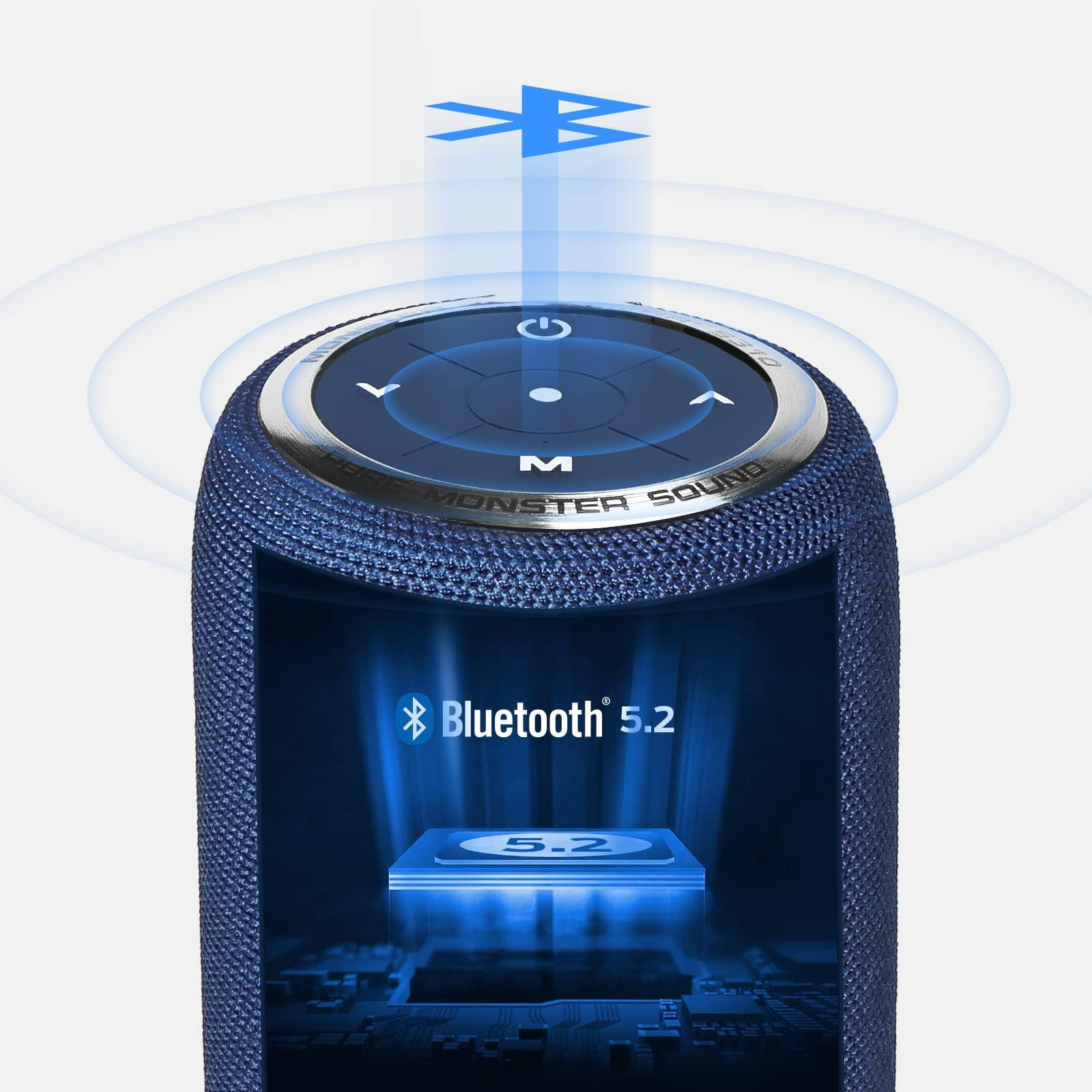 Monster S310 Bluetooth Speaker, Portable Bluetooth Speaker, 30W True Wireless Stereo Pairing Deliver Dynamic Sound, IPX6 Waterproof, Bluetooth 5.2 Built-in Mic, 24H, for Family Outdoor Blue